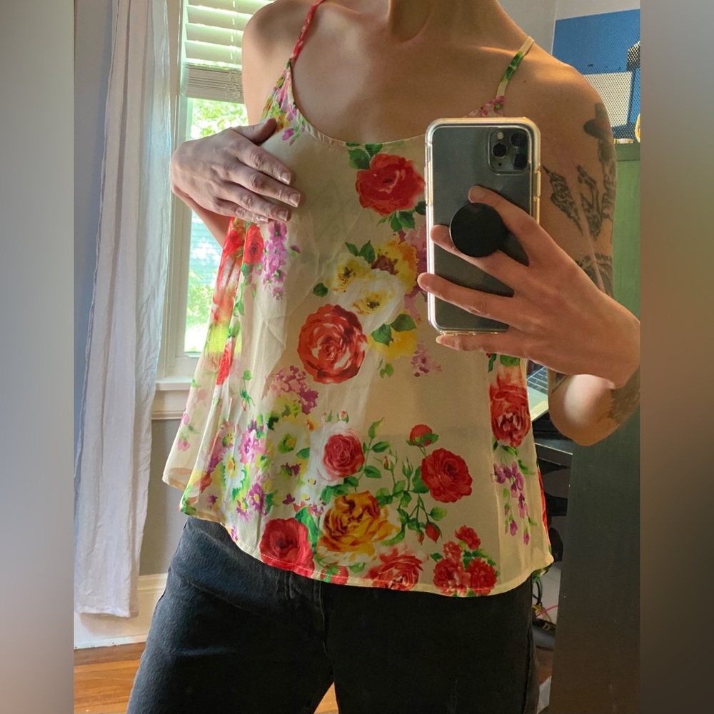 Lush Ladder Back Sheer Floral Swing Tank